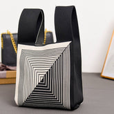 COW PATTERN CUTE KNOT WRISTLET KNITTED TOTE BAG_CWAB0880