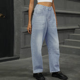 Washed Loose Harlan Denim Nine-Point Pants