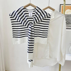 STRIPED KNITTED OUTER SHAWL_CWASC0758
