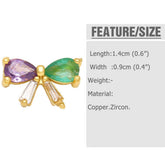 COLORED ZIRCON HEART BOW EARRINGS_CWAJE1007
