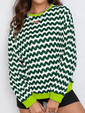 Wavy Color-Blocked Long-Sleeved Sweatshirt