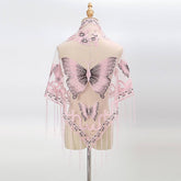 LACE BUTTERFLY EMBROIDERED TRIANGLE SHAWL_CWMM1994