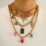 ORIGINAL STEEL OCEAN NECKLACE WITH ENAMEL PENDANT_CWMM8846