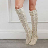 FASHIONABLE TWISTED HEM LONG OVER THE KNEE SOCKS_CWMS0850