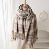 ARTISTIC PLAID TASSEL SCARF FOR FALL AND WINTER_CWASC2762