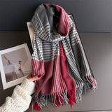 Colorblock Plaid Tassel Scarf Wrap For Winter_Cwasc03275