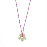 COLORFUL GLASS FLOWER PENDANT ROPE NECKLACE_CWMM7527