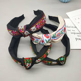 Wide Embroidered Double Knot Headband