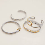 CLASSIC TWO TONE DOUBLE RING BANGLE 18K GOLD_CWAJE4823