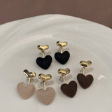 TEMPERAMENTAL HIGH END CHECKERED HEART EARRINGS_CWAJE3174
