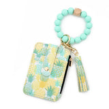 PRINTED CARD WALLET WITH BEADED BRACELET KEYCHAIN_CWAB4945