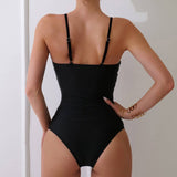 SOLID COLOR SUSPENDER ONE PIECE SWIMSUIT_CWMW0299