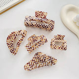 Simple Retro Style Hollow Plaid Hair Claw Clip_Cwaha0736