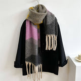 COLORBLOCK WINTER SCARF THICK WARM UNISEX WRAP_CWASC0969
