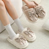 Women Bowknot Comfort Warm Indoor Slippers_Cwshs0296