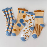 NEW CUTE BLUE PLAID SOCKS_CWMS0474