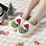 CHRISTMAS GRINCH PATTERN WINTER COTTON SLIPPERS_CWSHS0456