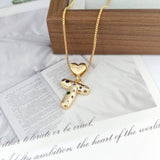 COLORFUL ZIRCONIA HEART LETTER PENDANT NECKLACE_CWMM5875