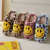 LEOPARD SMILING COTTON FUZZY SLIPPERS WOMEN_CWSHS0278