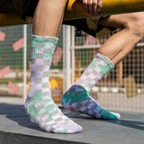 FASHION TIE DYED CHECKERED SOCKS_CWMS0265