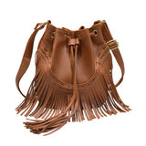 Cwab4539_Drawstring Handmade Tassel Bucket Shoulder Bag
