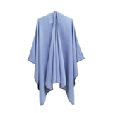 FASHION SOLID COLOR WARM SPLIT SHAWL CLOAK_CWASC0285