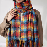 PLAID FRINGE SCARF TRENDY WINTER WRAP_CWASC0199