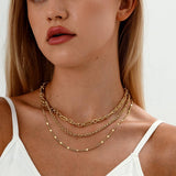 Vintage Elegant Multi-Layered Paperclip Necklace_Cwmm3688