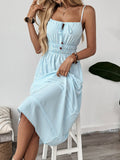 Square-Neck Lace-Up Sleeveless Striped Dress