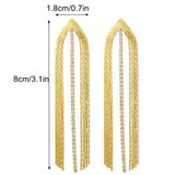 RHINESTONE DECOR METAL TASSEL DROP EARRINGS_CWAJE0451