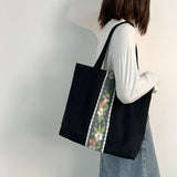 Tote Bags Canvas Large With Embroidered Flower Lace_Cwab2050