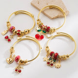 GOLD BEADED BRACELET WITH CRYSTAL CHARMS_CWMM8495