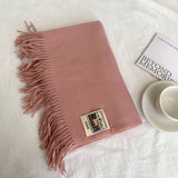 SOLID COLOR FAUX CASHMERE SCARF WINTER WRAP_CWASC2303
