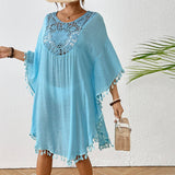 CROCHET PANEL TASSEL BIKINI BEACH COVER UP_CWMM1218