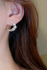 Women Simple And Sweet Zircon Moon Earrings