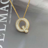 COPPER ZIRCONIA 26 LETTERS PENDANT NECKLACE_CWMM5869