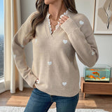 Valentines Day V-Neck Lace Knitted Sweater