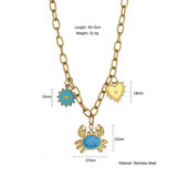 FASHION STEEL NECKLACE WITH CRAB HEART CHARM_CWMM8853