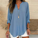 V-Neck Cotton And Linen Fashion Breathable Shirt