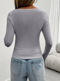 Womens Slim-Fit U-Neck Long Sleeve Top