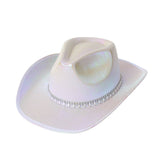 Western Laser Stripe Rhinestone Felt Jazz Hat_Cwah3642