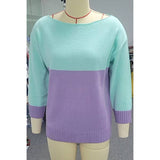 Womens Color-Matching Long-Sleeved Sweater