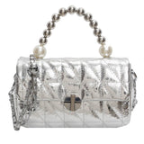 Laser Pearl Chain Diamond Single-Shoulder Bag
