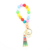 BEECH WOOD SILICONE BEAD WRISTLET KEYCHAIN_CWMM7006