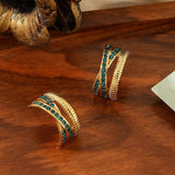 Titanium Steel Gold-Plated Inlaid Zircon Earrings_Cwmm3597