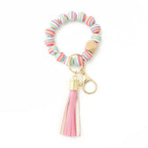 COLORFUL SILICONE BEAD BRACELET WITH WOOD KEYCHAIN_CWAB5103