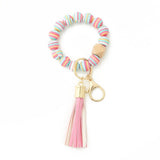 COLORFUL SILICONE BEAD BRACELET WITH WOOD KEYCHAIN_CWAB5103