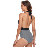 Womens Halter Backless One-Piece Swimsuit
