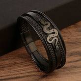 LEATHER HANDWOVEN MAGNET CLASP BRACELET_CWAJE1467