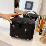 NEW SIMPLE SWEET EMBROIDERED BOW COSMETIC BAG_CWAB4369